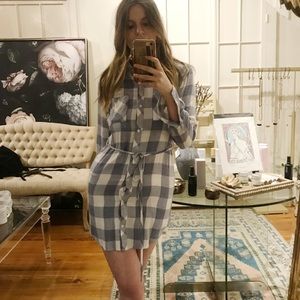 Plaid button down dress